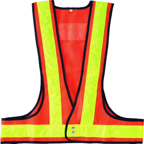 トラスコ中山 緑十字 LED安全ベスト 橙メッシュ地/赤LED/蛍光黄反射 LEDベスト-OY-R フリーサイズ(ご注文単位1着)【直送品】