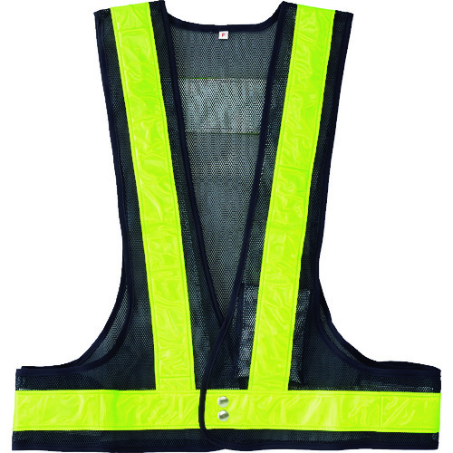 トラスコ中山 緑十字 LED安全ベスト 紺メッシュ地/赤LED/蛍光黄反射 LEDベスト-KY-R フリーサイズ(ご注文単位1着)【直送品】