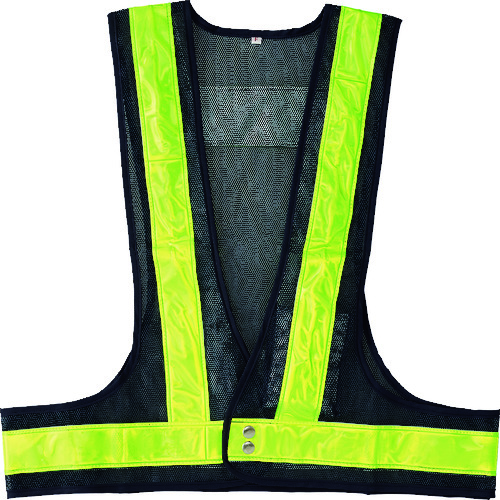 トラスコ中山 緑十字 LED安全ベスト 紺メッシュ地/黄LED/蛍光黄反射 LEDベスト-KY-Y フリーサイズ(ご注文単位1着)【直送品】