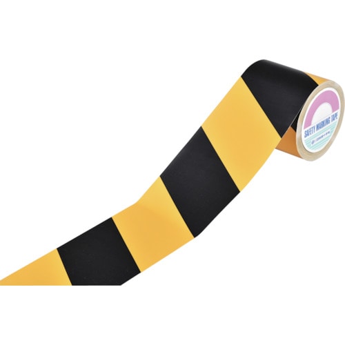 トラスコ中山 緑十字 トラ柄テープ(手で切れるタイプ) 黄/黒 TR2-A 120mm幅×25m スフ布製(ご注文単位1巻)【直送品】