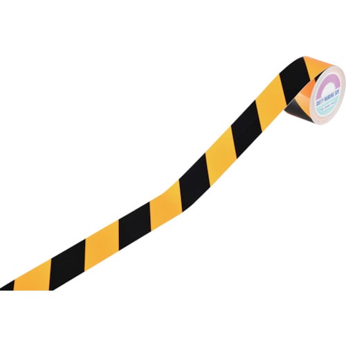 トラスコ中山 緑十字 トラ柄テープ 蛍光オレンジ/黒 TR4-B 45mm幅×10m 屋内用(ご注文単位1巻)【直送品】