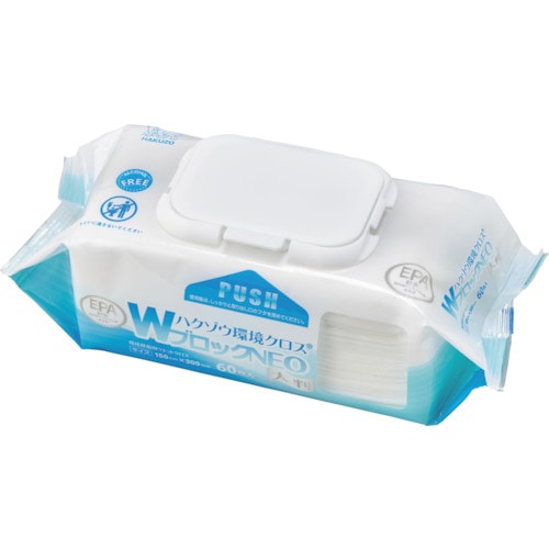 トラスコ中山 ハクゾウメディカル ハクゾウ環境クロスWブロックNEO 大判 150×300mm 60枚入（ご注文単位1袋）【直送品】