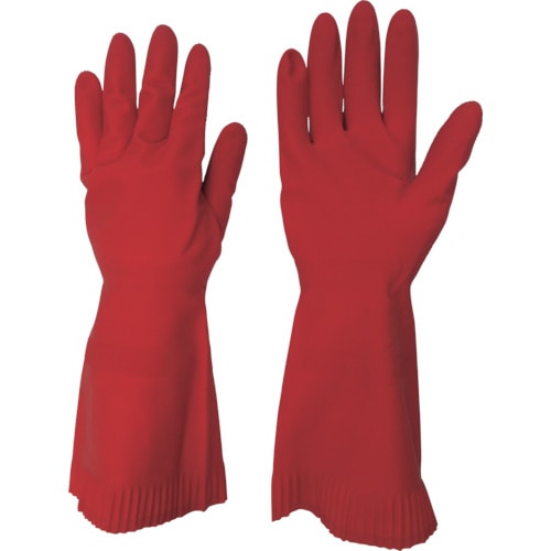 トラスコ中山 ビニスター 天然ゴム手袋 ビューティー中あつ手 オータムレッド L(ご注文単位1組)【直送品】