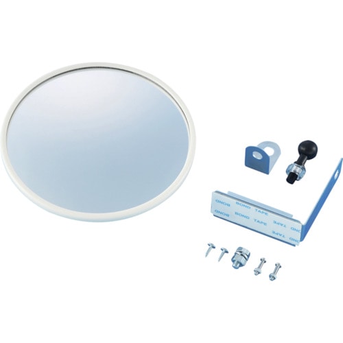 トラスコ中山 緑十字 小型カーブミラー(マグネットタイプ) 白 壁丸15W 147mmΦ 取付金具付(ご注文単位1台)【直送品】
