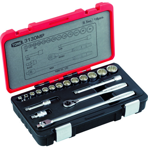 トラスコ中山 TONE ソケットレンチセット 差込角9.5mm 18点セット(ご注文単位1セット)【直送品】
