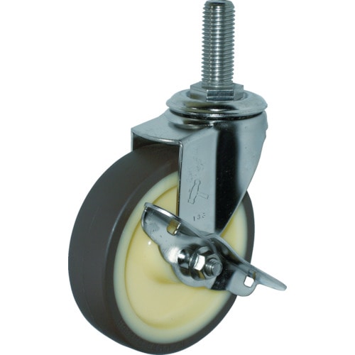 トラスコ中山 ハンマー EAシリーズオールステンレス 旋回式ウレタン車輪100mm(ローラーベアリング)ストッパー付(ご注文単位1個)【直送品】