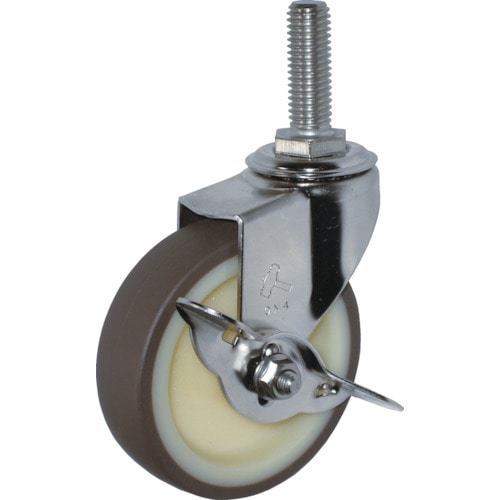 トラスコ中山 ハンマー EAシリーズオールステンレス 旋回式ウレタン車輪100mm(ナイロンホイール)ストッパー付(ご注文単位1個)【直送品】