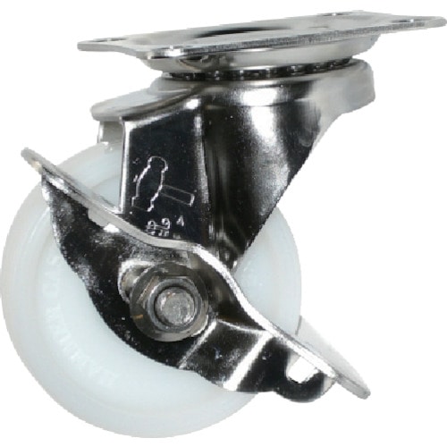 トラスコ中山 ハンマー Eシリーズオールステンレス 旋回式ナイロン車輪 50mm ストッパー付(ご注文単位1個)【直送品】