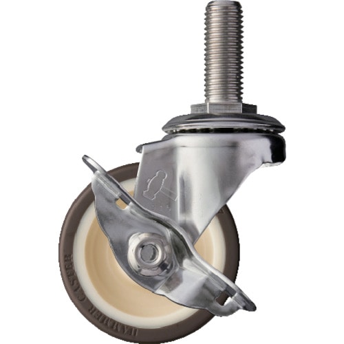 トラスコ中山 ハンマー SAシリーズオールステンレス 旋回式ウレタン車輪(ローラーベアリング)75mm ストッパー付(ご注文単位1個)【直送品】