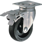 トラスコ中山 ハンマー Sシリーズオールステンレス 旋回式ゴム車輪(ナイロンホイール)125mm ストッパー付(ご注文単位1個)【直送品】