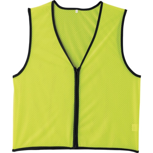 トラスコ中山 緑十字 メッシュ安全ベスト 蛍光イエロー フリーサイズ 前開きタイプ MZ-200KY(ご注文単位1着)【直送品】