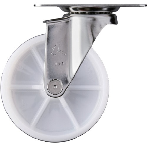 トラスコ中山 ハンマー Eシリーズオールステンレス 旋回式ナイロン車輪 100mm(ご注文単位1個)【直送品】