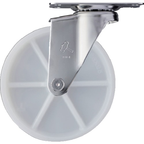 トラスコ中山 ハンマー Eシリーズオールステンレス 旋回式ナイロン車輪 125mm(ご注文単位1個)【直送品】