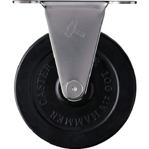 トラスコ中山 ハンマー Eシリーズオールステンレス 固定式ゴム車輪 100mm(ご注文単位1個)【直送品】