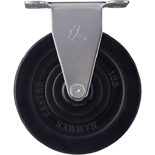 トラスコ中山 ハンマー Eシリーズオールステンレス 固定式ゴム車輪 125mm(ご注文単位1個)【直送品】