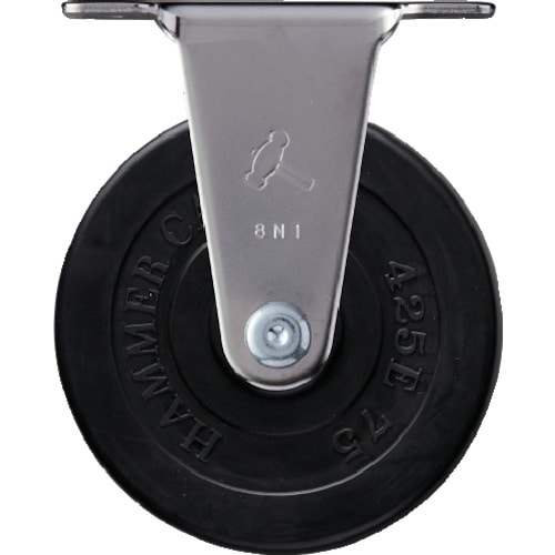 トラスコ中山 ハンマー Eシリーズオールステンレス 固定式ゴム車輪 75mm(ご注文単位1個)【直送品】