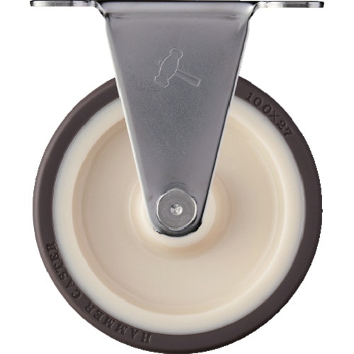 トラスコ中山 ハンマー Eシリーズオールステンレス 固定式ウレタン車輪(ローラーベアリング)100mm(ご注文単位1個)【直送品】