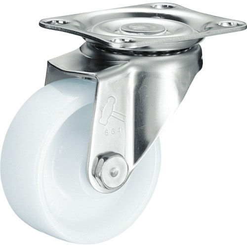 トラスコ中山 ハンマー Sシリーズオールステンレス 旋回式ナイロン車輪 125mm(ご注文単位1個)【直送品】
