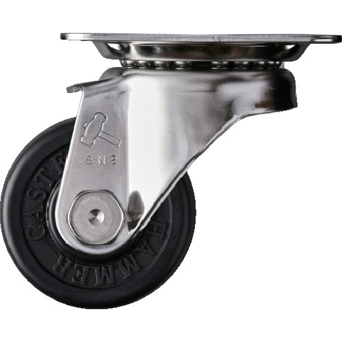 トラスコ中山 ハンマー Sシリーズオールステンレス 旋回式ゴム車輪 50mm(ご注文単位1個)【直送品】