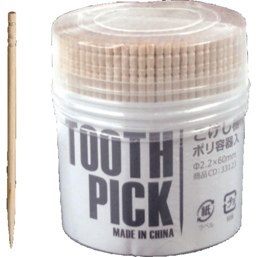 トラスコ中山 大黒 FMこけし楊枝 ポリ容器入 Φ2.2×60mm（ご注文単位1個）【直送品】