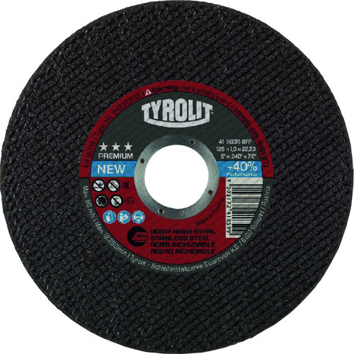 トラスコ中山 TYROLIT 切断砥石 プレミアムタイプ 125X1X22.23mm　195-3476（ご注文単位1枚）【直送品】