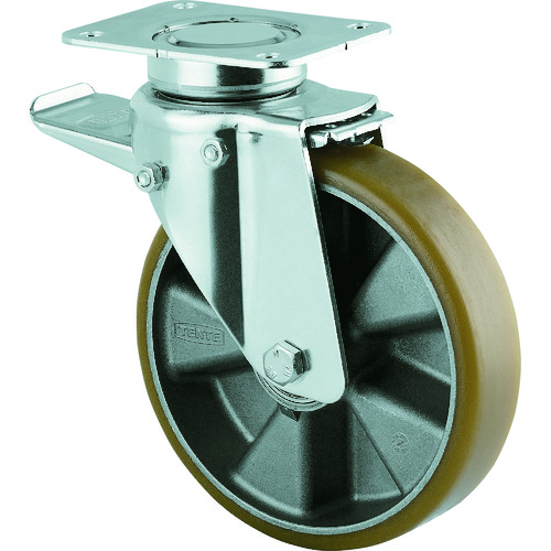 トラスコ中山 テンテキャスター 重荷重用高性能旋回キャスター“DELTA”(ウレタン車輪) φ200自在式(トータルロック付) (ご注文単位1個)【直送品】