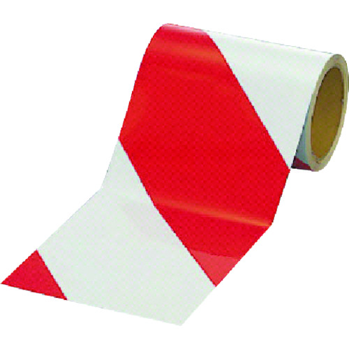 トラスコ中山 ユニット 反射トラテープ赤/白 ポリエステル樹脂フィルム 150mm幅×10m(ご注文単位1巻)【直送品】