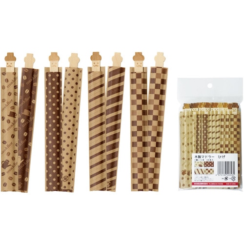 トラスコ中山 大黒 木製マドラー ひげ 袋入 48本アソート(ご注文単位1袋)【直送品】