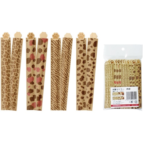 トラスコ中山 大黒 木製マドラー 肉球 袋入 48本アソート(ご注文単位1袋)【直送品】