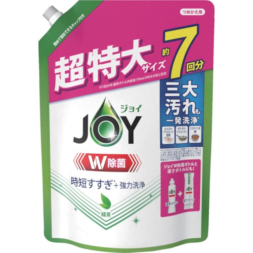トラスコ中山 P&G ジョイ W除菌 食器用洗剤 緑茶 詰め替え 超特大 910ml(ご注文単位1個)【直送品】