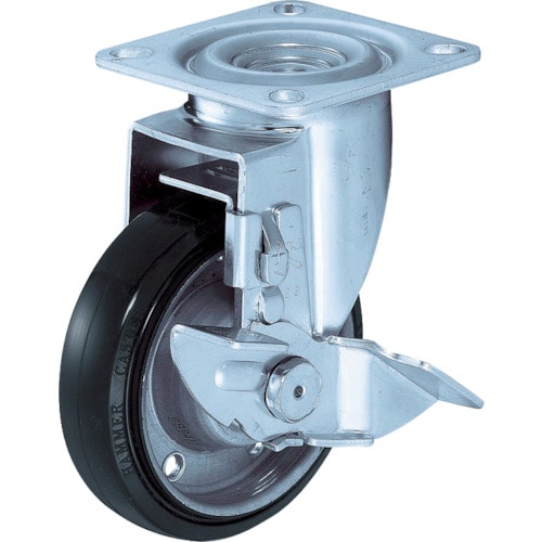 トラスコ中山 ハンマー 軽量キャスター 旋回式ゴム車輪 100mm ストッパー付(ご注文単位1個)【直送品】