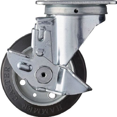 トラスコ中山 ハンマー 旋回式ゴム車輪 100mm ストッパー付 127-7292(ご注文単位1個)【直送品】