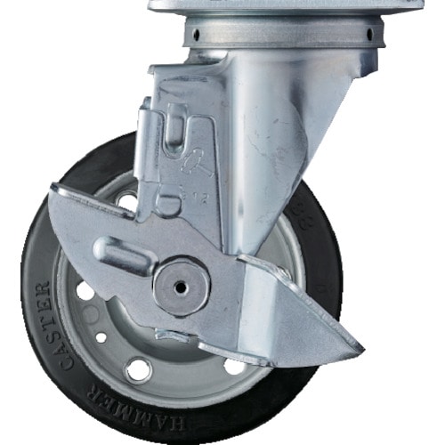 トラスコ中山 ハンマー 旋回式ゴム車輪 125mm ストッパー付 127-7263(ご注文単位1個)【直送品】