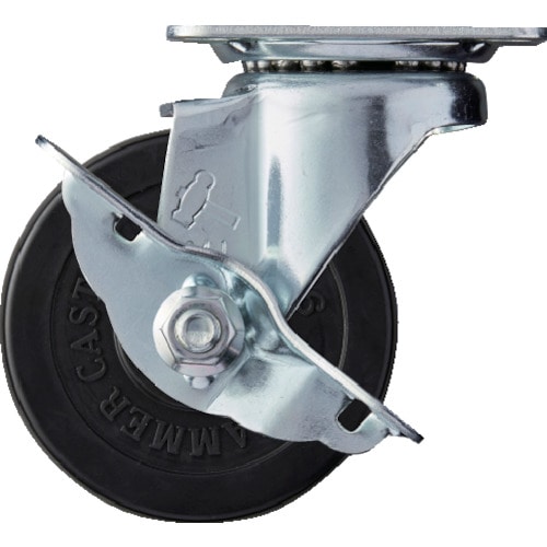 トラスコ中山 ハンマー 旋回式ゴム車輪 75mm ストッパー付(ご注文単位1個)【直送品】