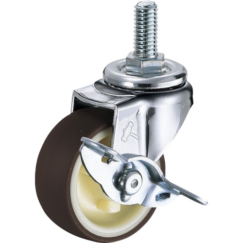 トラスコ中山 ハンマー ねじ込み旋回式ウレタン車輪(ナイロンホイール)40mm W3/8 ストッパー付(ご注文単位1個)【直送品】