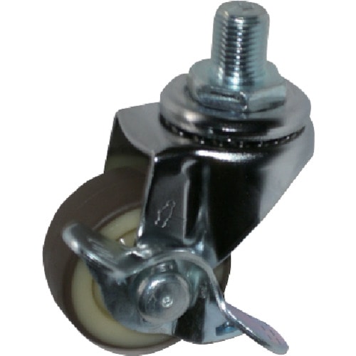 トラスコ中山 ハンマー ねじ込み旋回式ウレタン車輪(ナイロンホイール)40mm M12 ストッパー付(ご注文単位1個)【直送品】