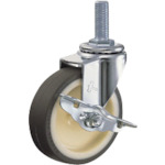 トラスコ中山 ハンマー ねじ込み旋回式ウレタン車輪(ナイロンホイール・ベアリング)100mm ストッパー付 814-2381(ご注文単位1個)【直送品】