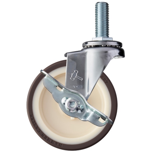 トラスコ中山 ハンマー ねじ込み旋回式ウレタン車輪(ナイロンホイール・ベアリング)100mm ストッパー付 367-0627(ご注文単位1個)【直送品】