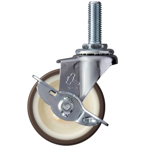 トラスコ中山 ハンマー ねじ込み旋回式ウレタン車輪(ナイロンホイール)65mm ストッパー付(ご注文単位1個)【直送品】