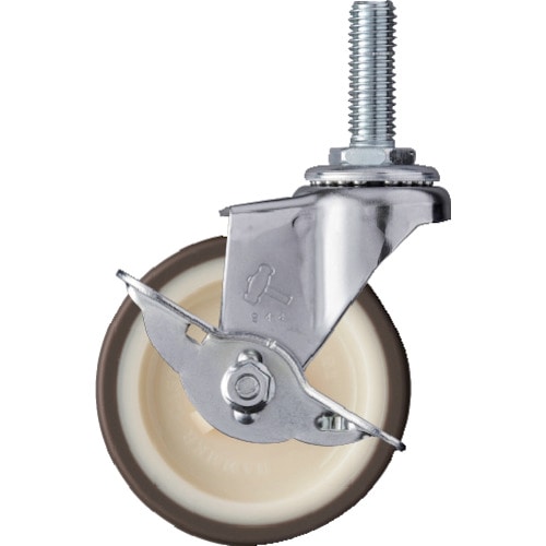 トラスコ中山 ハンマー ねじ込み旋回式ウレタン車輪(ナイロンホイール)75mm ストッパー付(ご注文単位1個)【直送品】