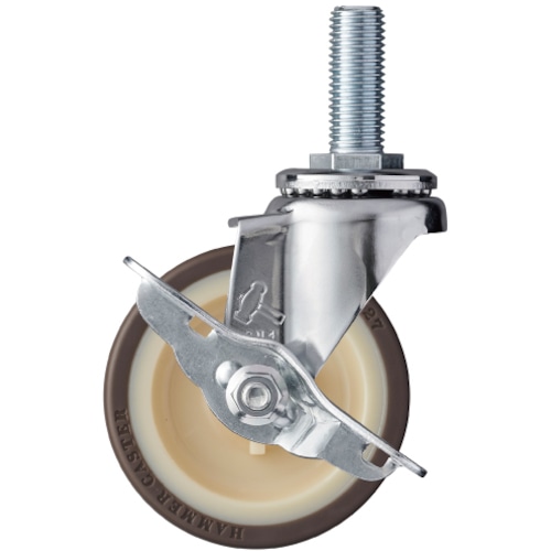 トラスコ中山 ハンマー ねじ込み旋回式ウレタン車輪(ナイロンホイール)85mm ストッパー付(ご注文単位1個)【直送品】