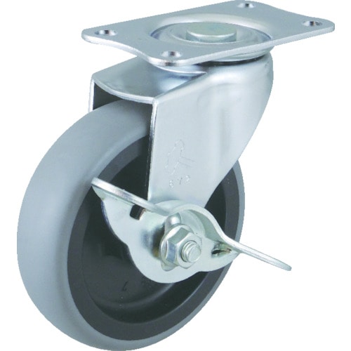 トラスコ中山 ハンマー Eシリーズ旋回式エラストマー車輪(PPホイール)50mm ストッパー付(ご注文単位1個)【直送品】