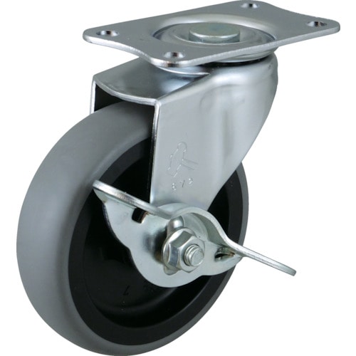 トラスコ中山 ハンマー Eシリーズ旋回式エラストマー車輪(PPホイール)75mm ストッパー付(ご注文単位1個)【直送品】