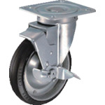 トラスコ中山 ハンマー 旋回式ゴム車輪(ローラーベアリング)180mm ストッパー付(ご注文単位1個)【直送品】