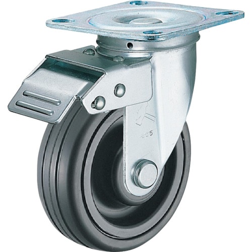 トラスコ中山 ハンマー スイッチキャスター ゴム車輪(ナイロンホイール・ボールベアリング)100mm(ご注文単位1個)【直送品】