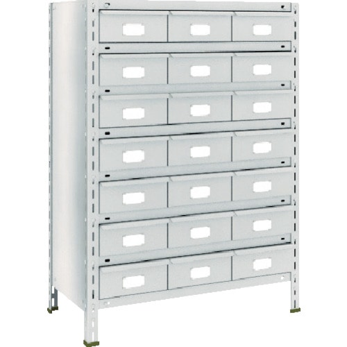 トラスコ中山 TRUSCO スチールラック 軽量棚 875X450X1200 スチール引出 大X21 ネオグレー(ご注文単位1台)【直送品】