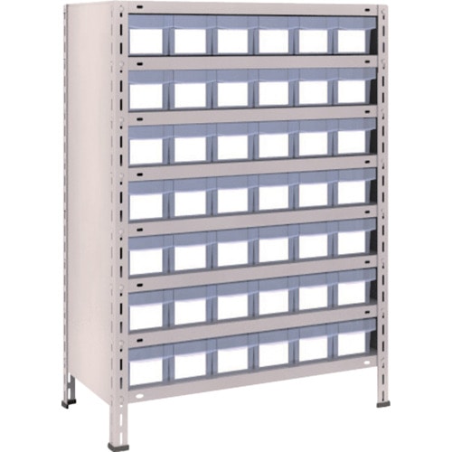 >トラスコ中山 TRUSCO スチールラック 軽量棚 875X450X1200 樹脂引出透明 小X42 ネオグレー(ご注文単位1台)【直送品】