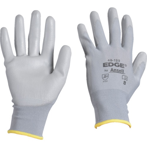 トラスコ中山 アンセル ウレタン背抜手袋 エッジ 48-129 グレー Sサイズ(ご注文単位1組)【直送品】