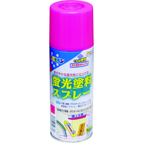 トラスコ中山 アサヒペン 蛍光塗料スプレー 300ml ピンク(ご注文単位1本)【直送品】