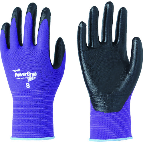 トラスコ中山 トワロン ニトリル背抜き手袋 パワーグラブZERO パープル S(ご注文単位1組)【直送品】